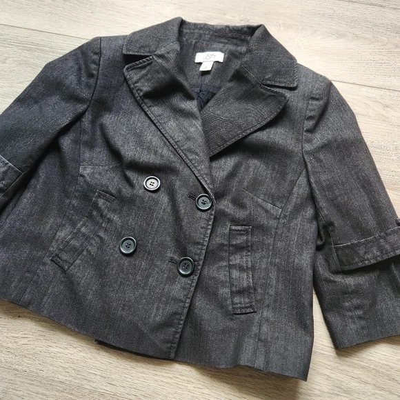 Ann Taylor LOFT Jean Jacket Womens 4 Bell Sleeves Denim Gray Black - Picture 2 of 11